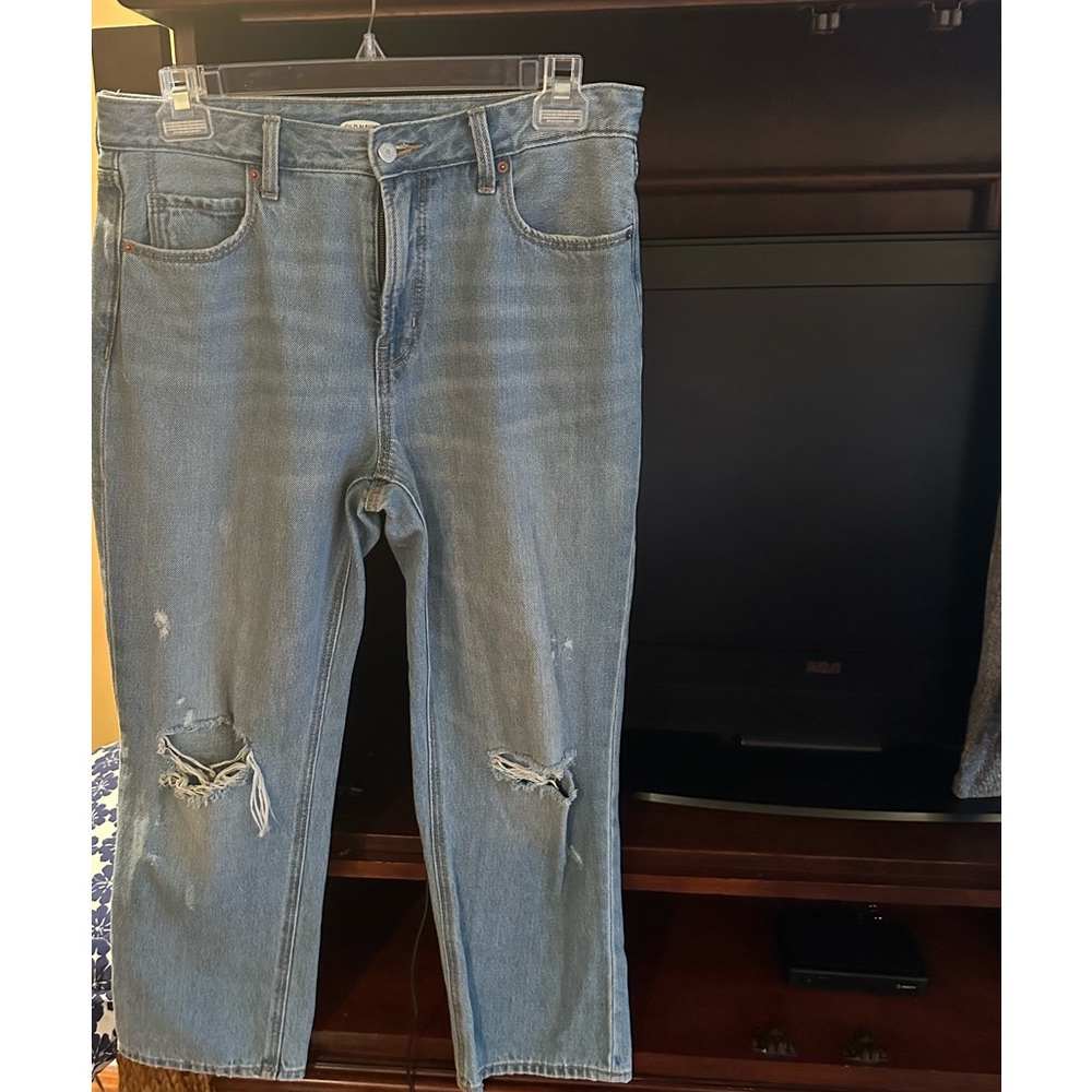 Old navy jeans with distressing at knees